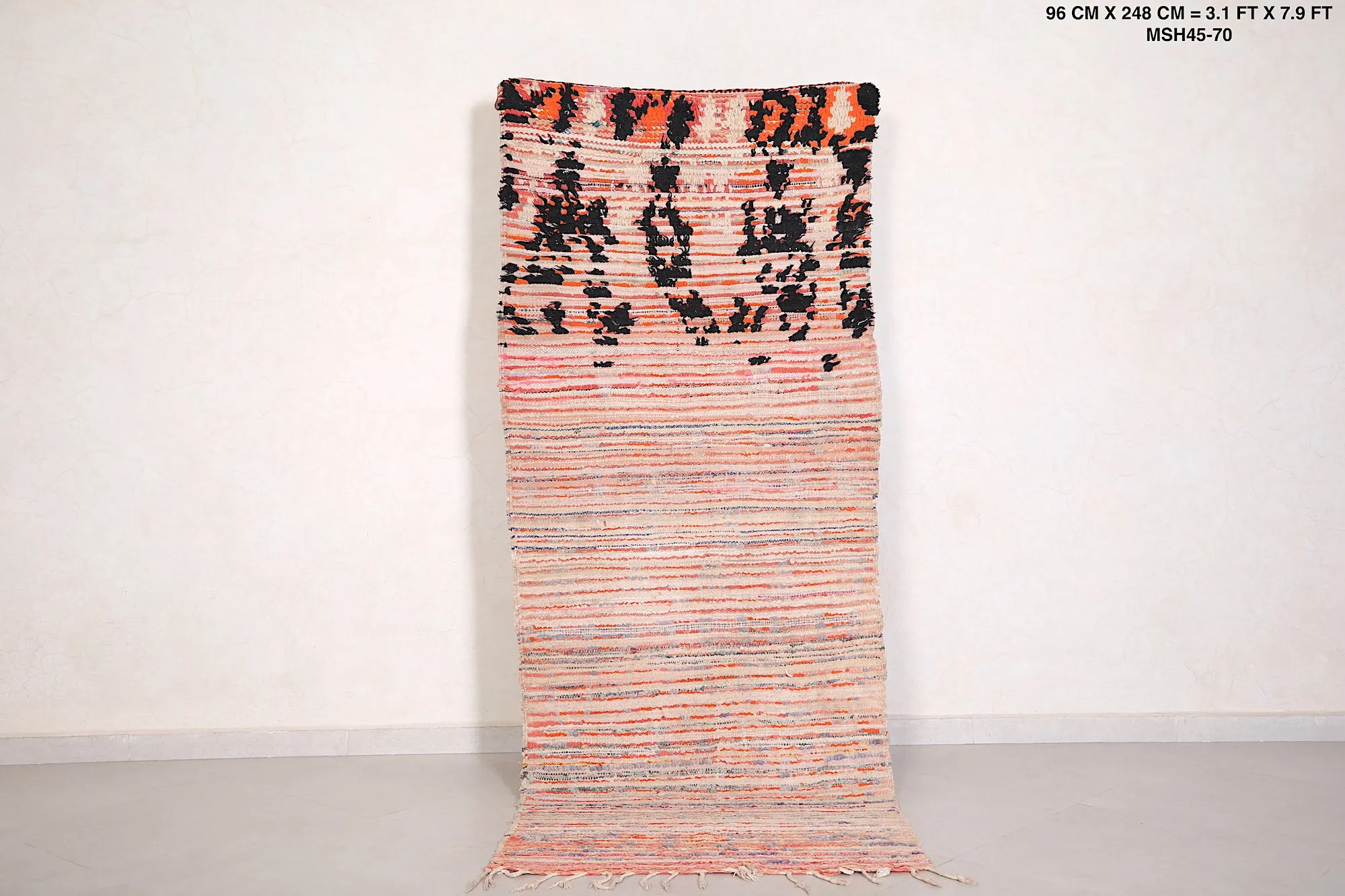 Handwoven Moroccan Runner Rug - Artisan Craft 3.1x7.9 ft