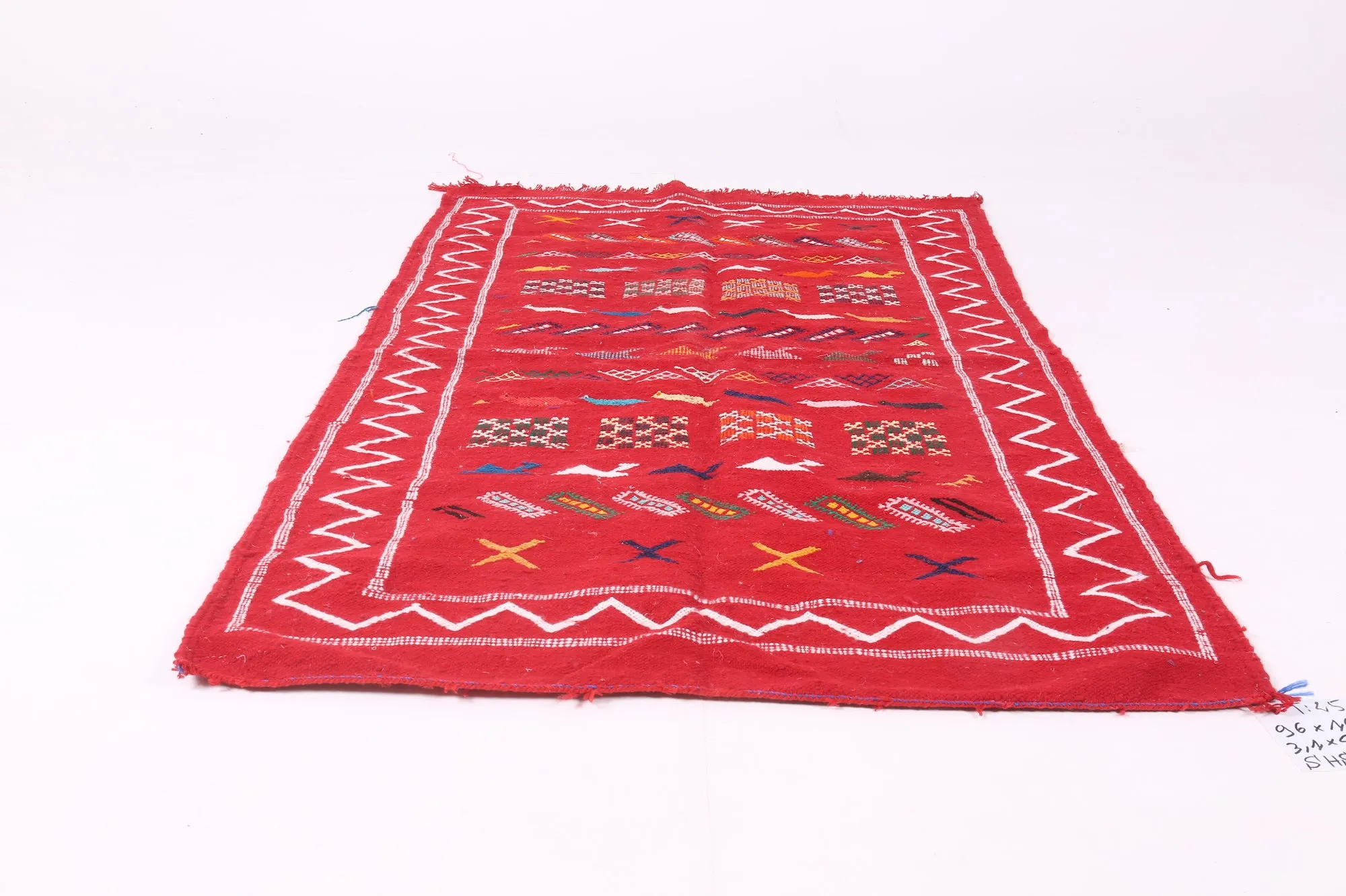 Handwoven Red Moroccan Kilim - 3.1 FT X 5.3 FT | Vibrant Berber Rug