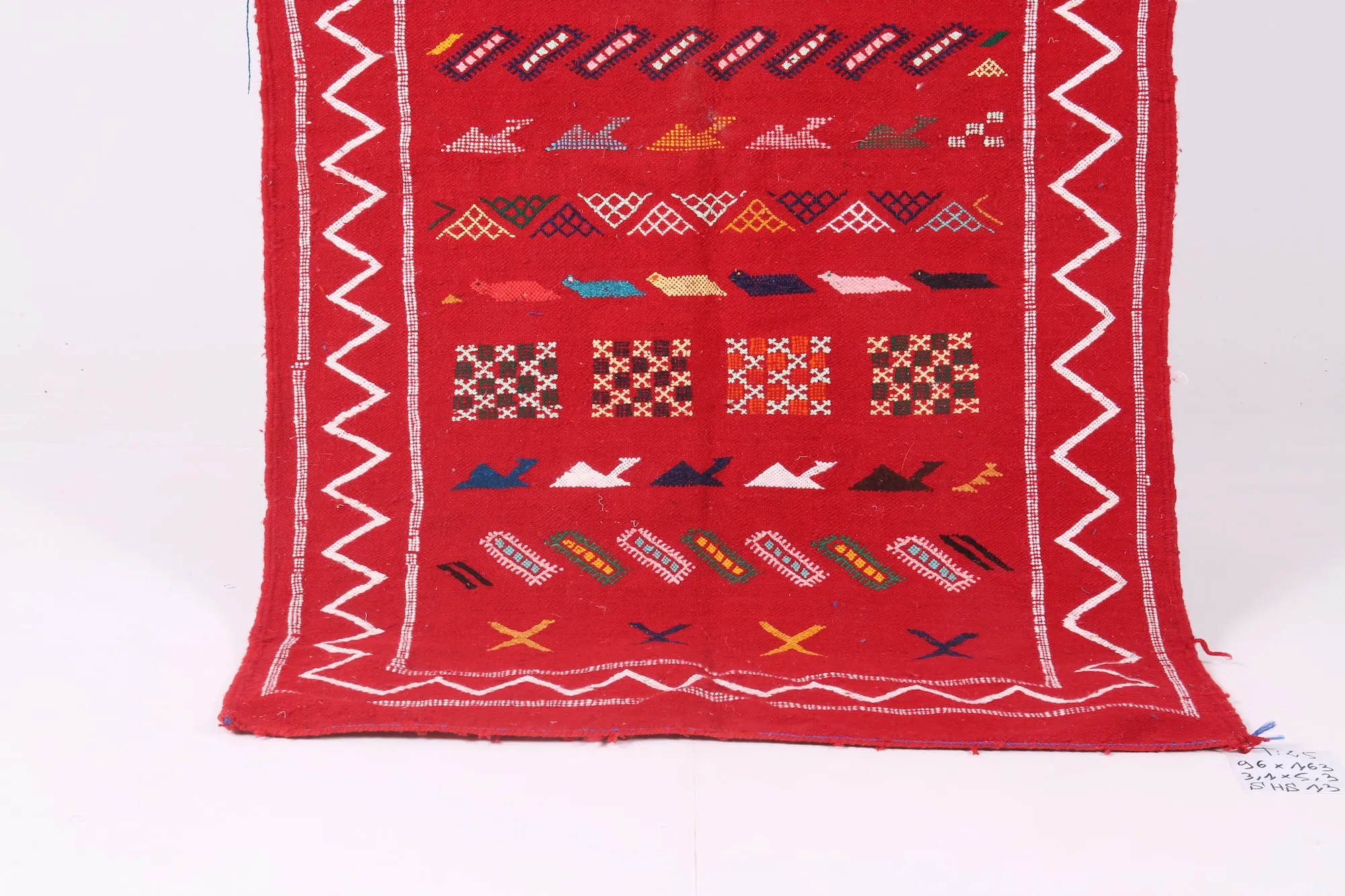 Handwoven Red Moroccan Kilim - 3.1 FT X 5.3 FT | Vibrant Berber Rug