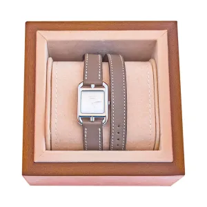Hermes Etoupe Cape Cod PM Double Tour Watch Classic Gift Below Retail