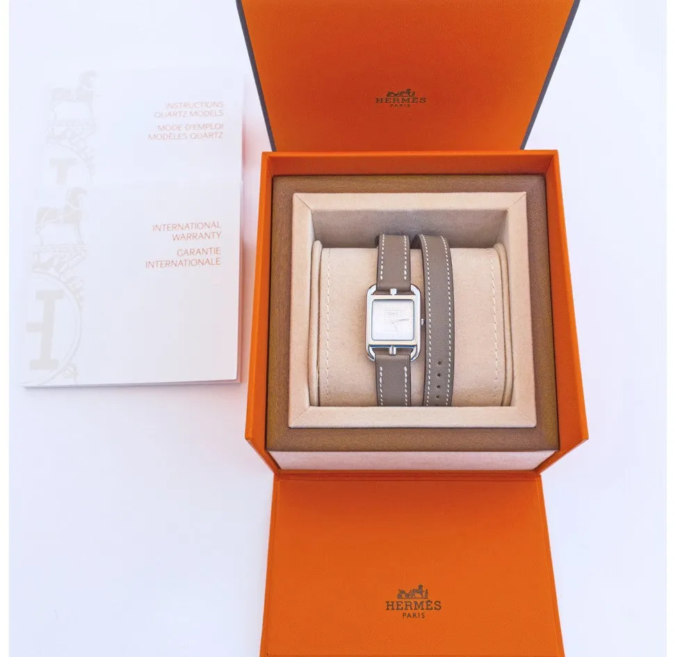 Hermes Etoupe Cape Cod PM Double Tour Watch Classic Gift Below Retail