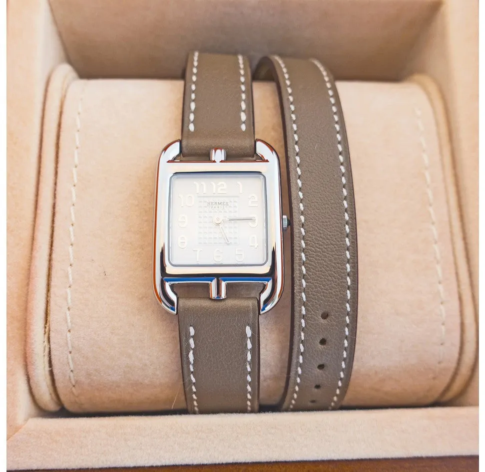 Hermes Etoupe Cape Cod PM Double Tour Watch Classic Gift Below Retail