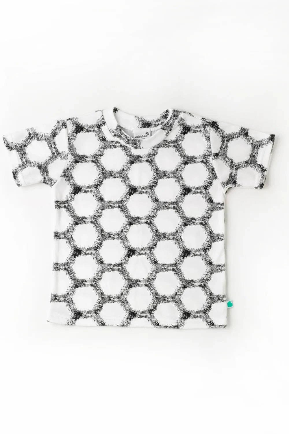 Hexagon Cotton Football Print T-shirt - White