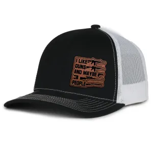I Like Guns And Maybe 3 People Leather Patch Hat