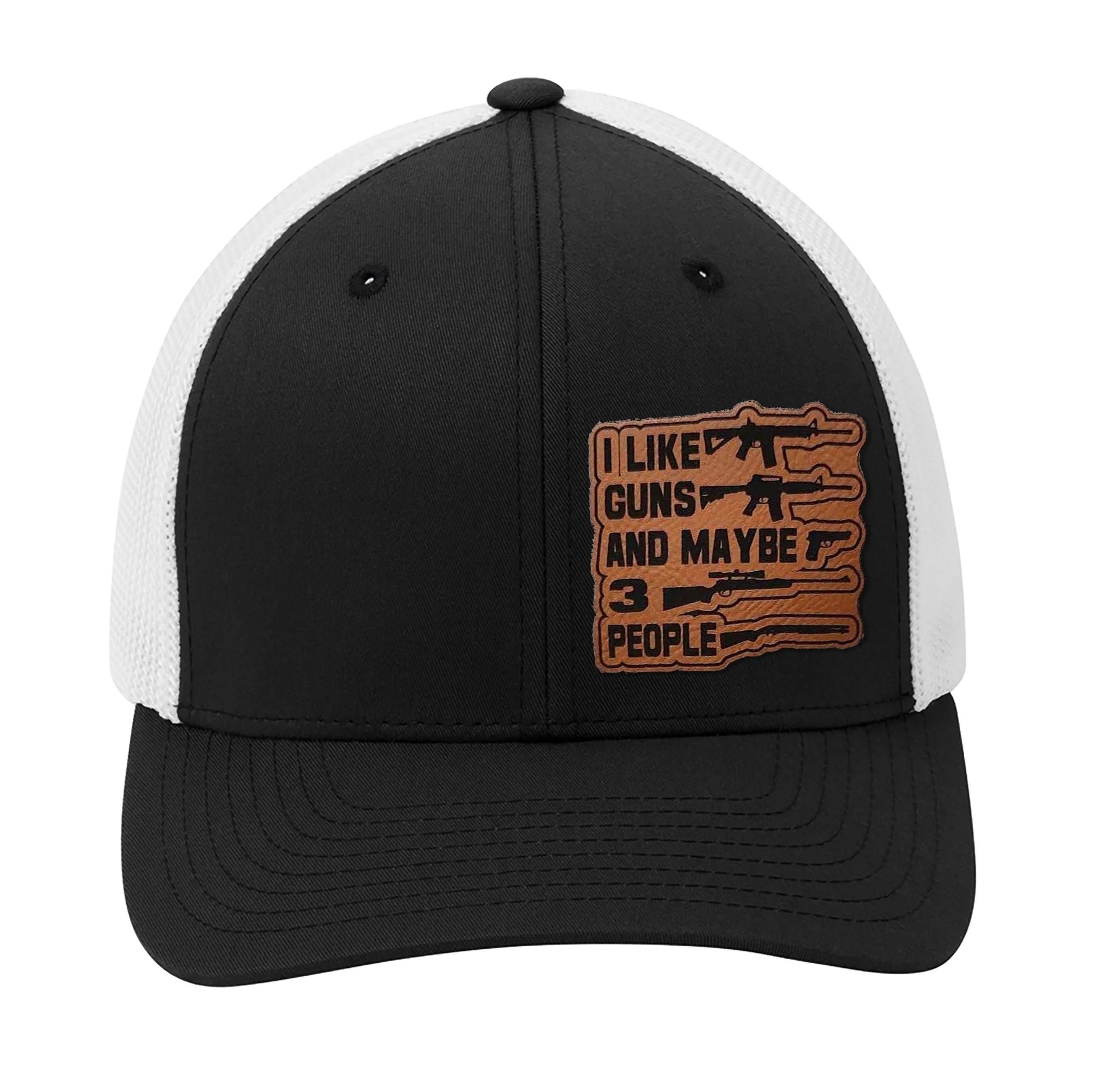 I Like Guns And Maybe 3 People Leather Patch Hat