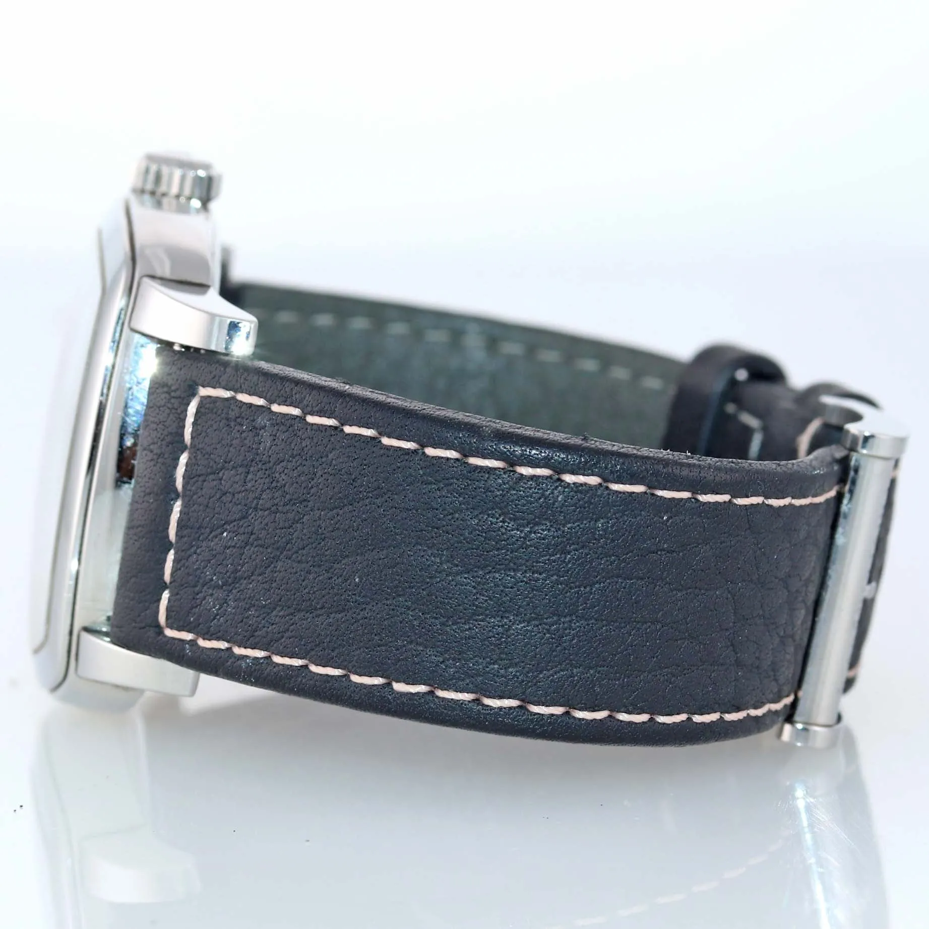 Jean Richard TV Screen 60116 Steel 39mm Automatic Black Leather Date Watch