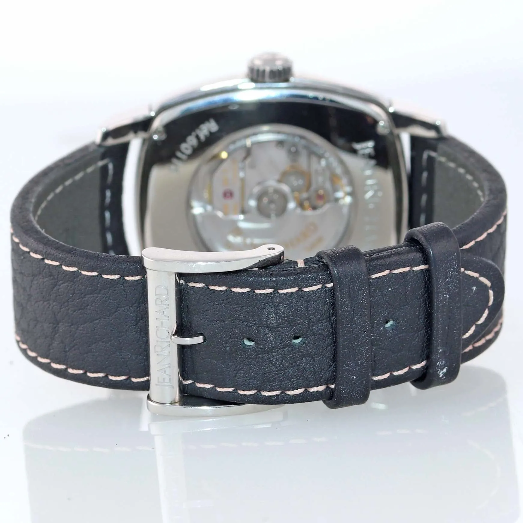 Jean Richard TV Screen 60116 Steel 39mm Automatic Black Leather Date Watch
