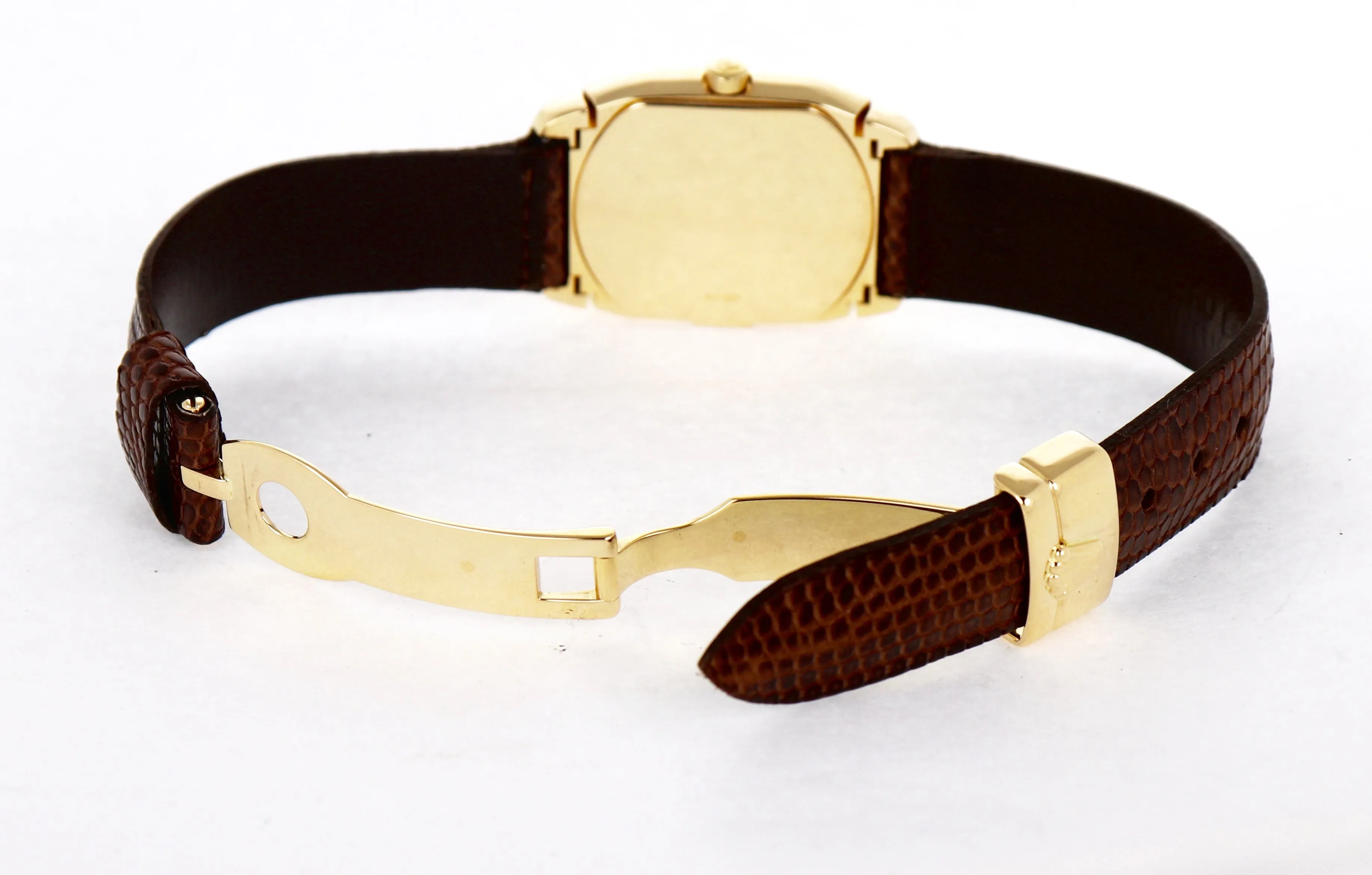 Ladies Vintage Rolex Cellini Geneve 6631 24mm 18K Yellow Gold Leather Watch