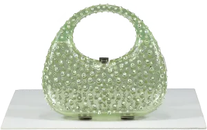 L'alingi Green Mint Meleni Bag Crystal Encrusted Resin Bag One Size