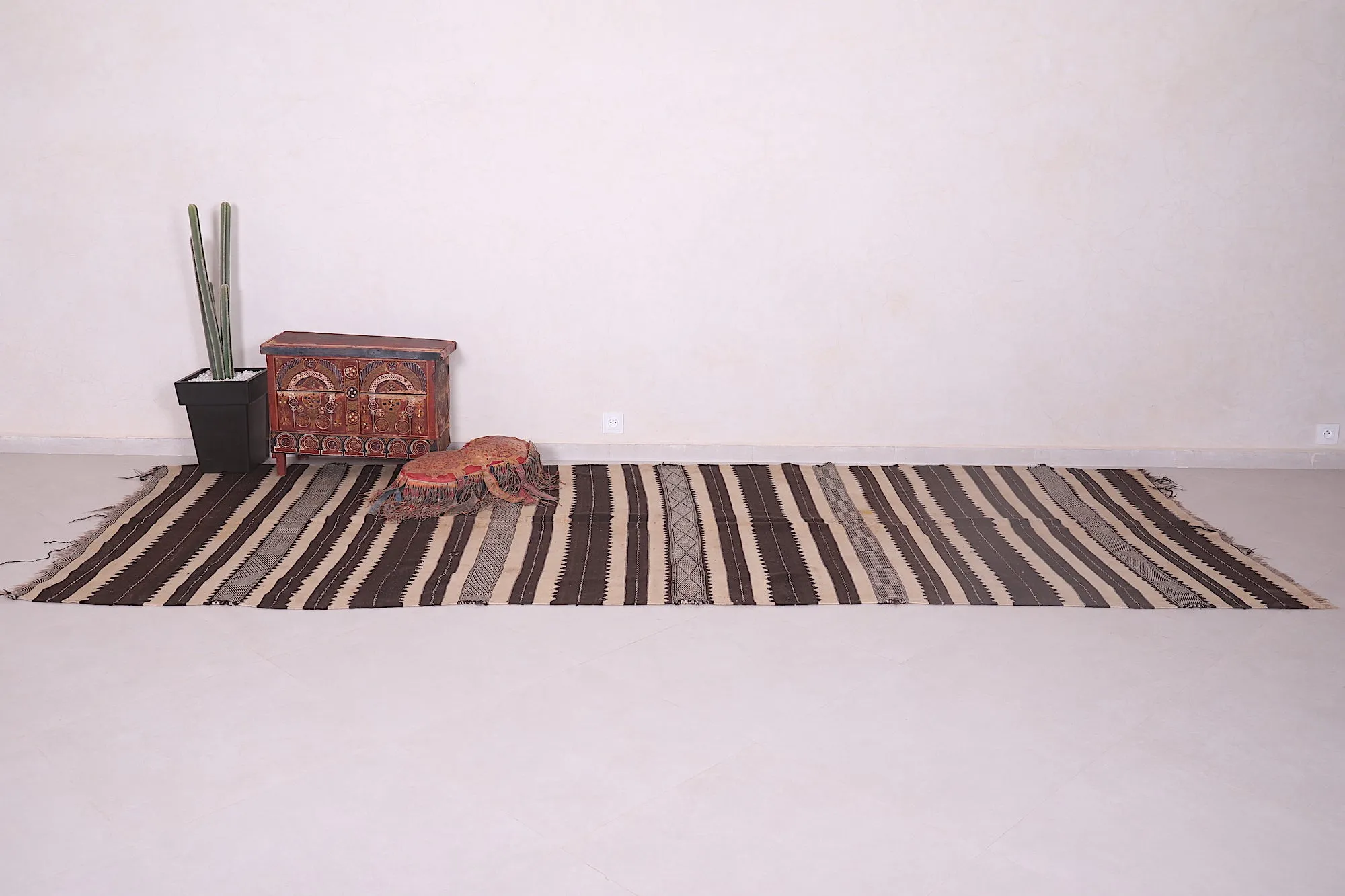 Large Handwoven Moroccan Berber Rug - 4.8x12.8 ft Striped Design