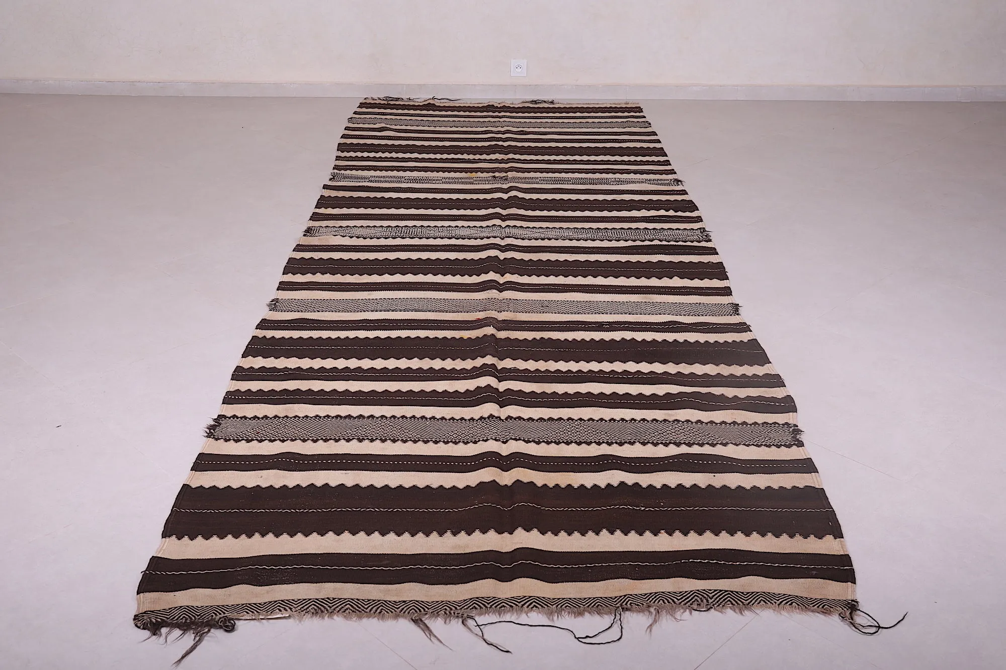 Large Handwoven Moroccan Berber Rug - 4.8x12.8 ft Striped Design