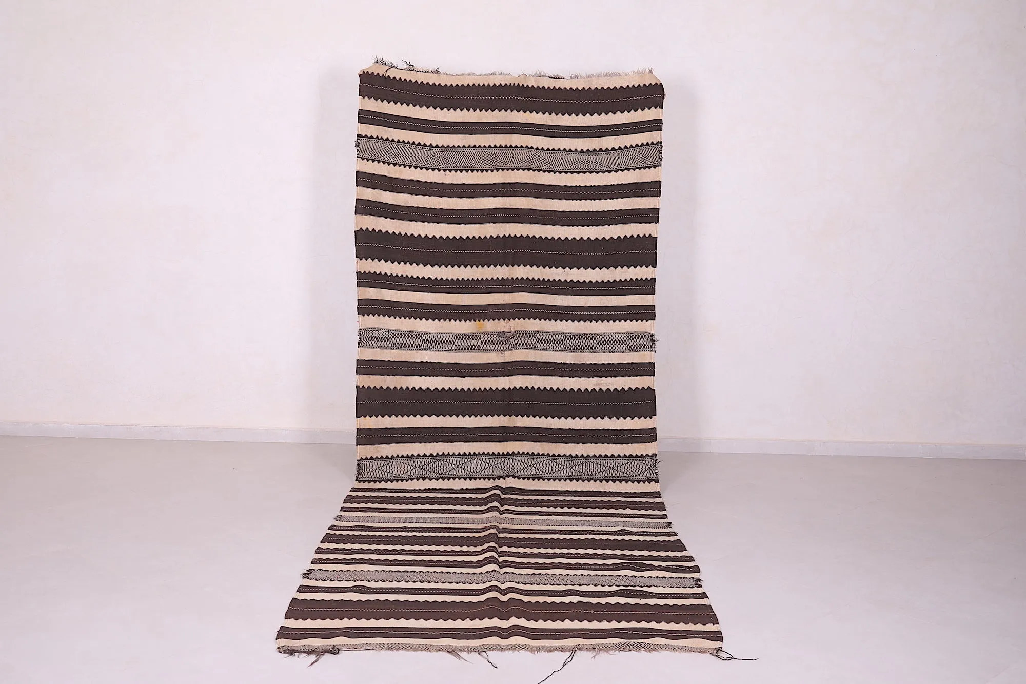 Large Handwoven Moroccan Berber Rug - 4.8x12.8 ft Striped Design