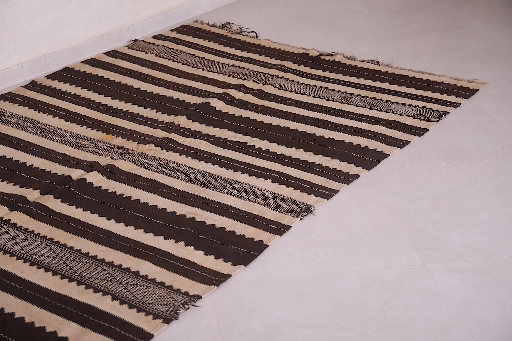 Large Handwoven Moroccan Berber Rug - 4.8x12.8 ft Striped Design
