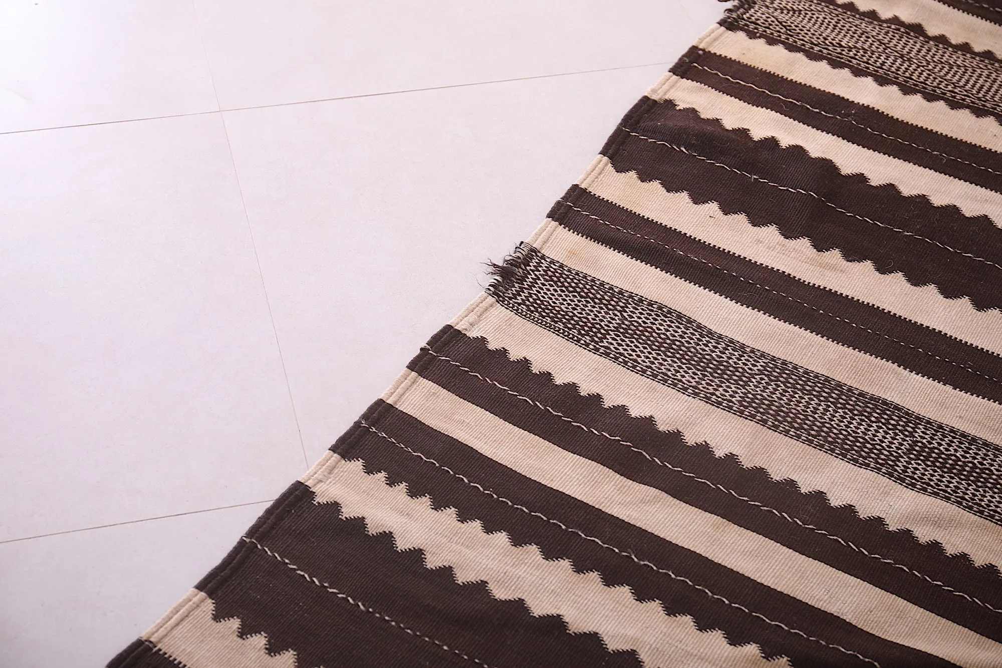Large Handwoven Moroccan Berber Rug - 4.8x12.8 ft Striped Design