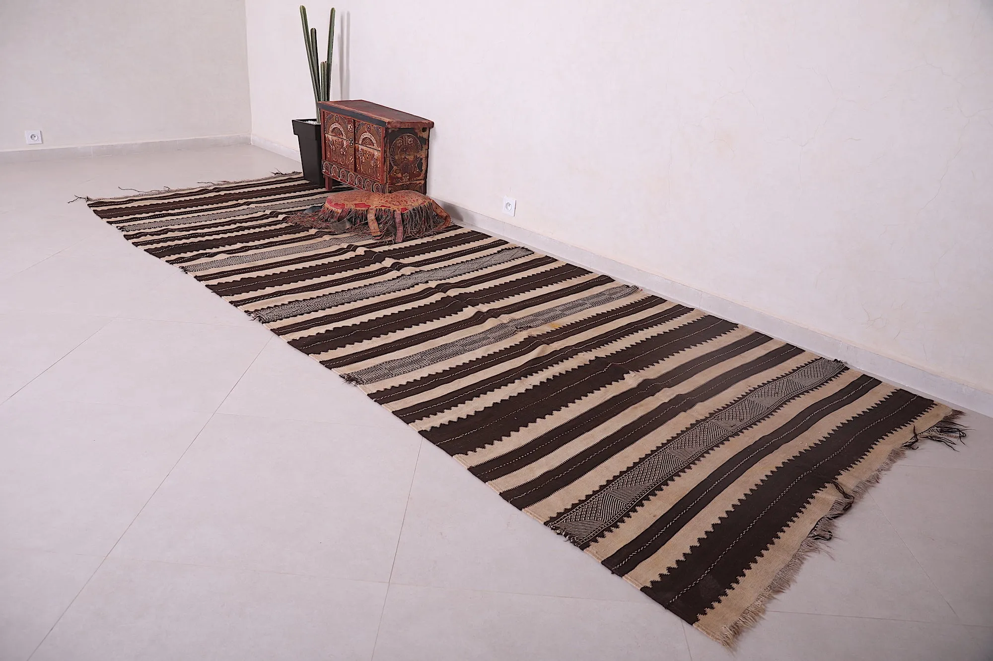 Large Handwoven Moroccan Berber Rug - 4.8x12.8 ft Striped Design