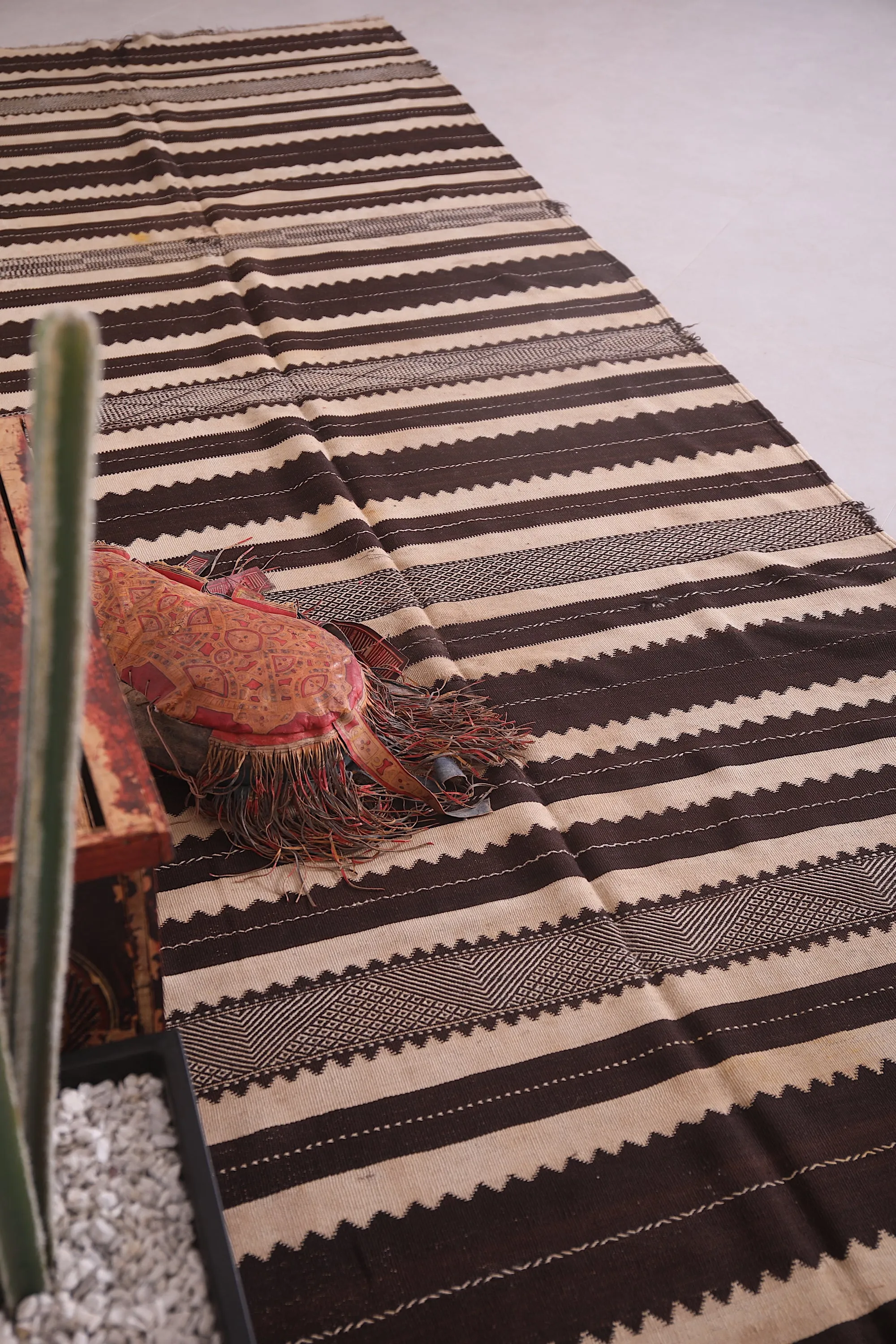 Large Handwoven Moroccan Berber Rug - 4.8x12.8 ft Striped Design