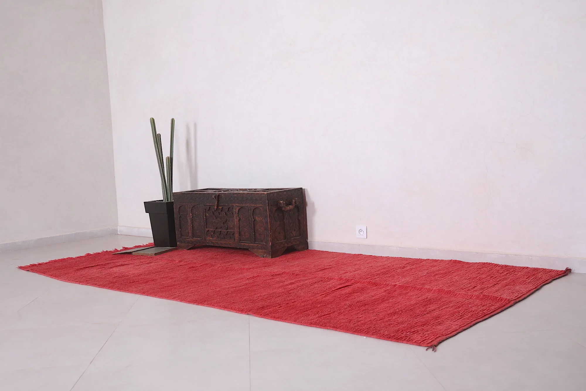 Large Moroccan Red Rug - 5 x 11 Feet
