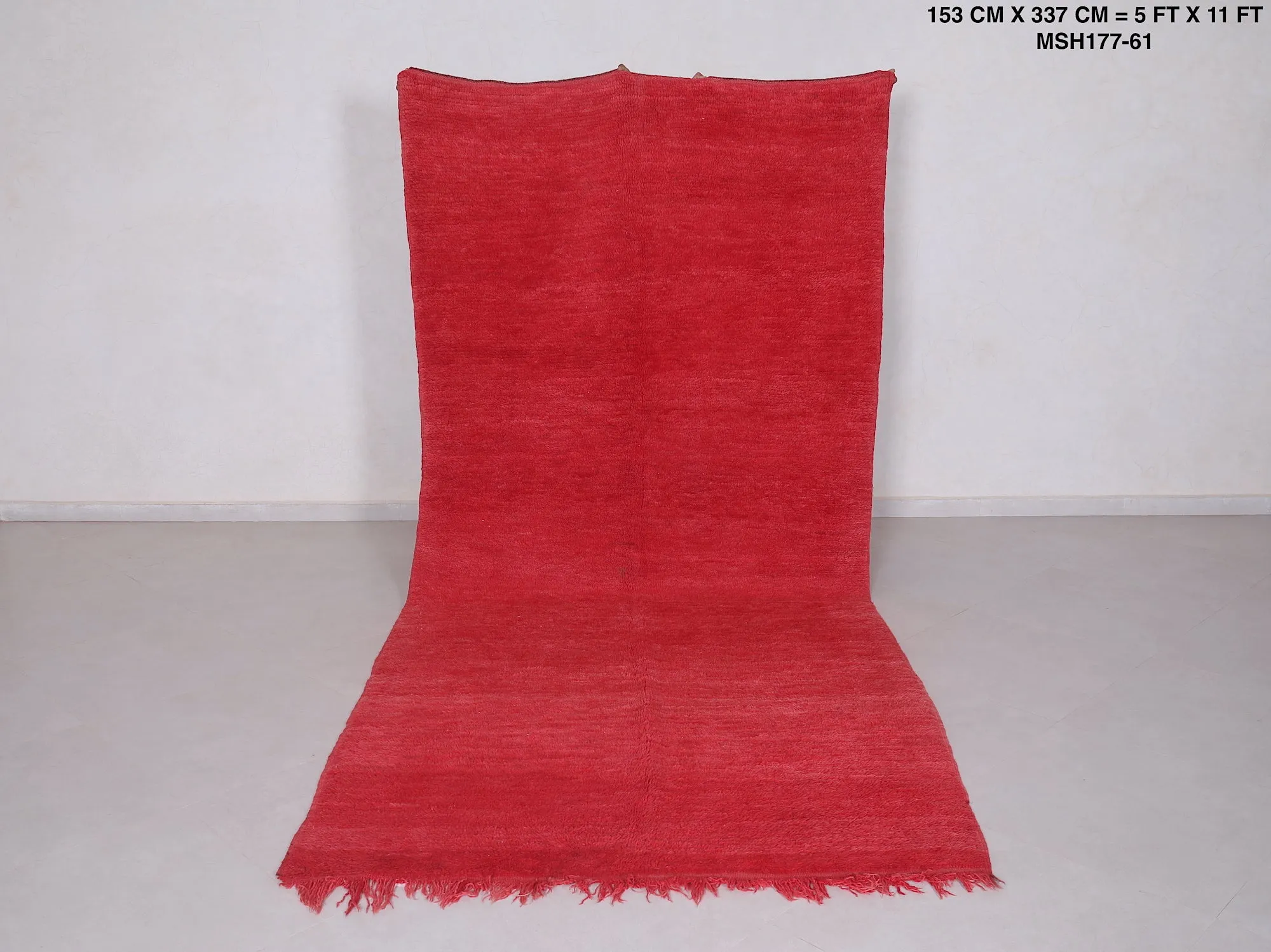 Large Moroccan Red Rug - 5 x 11 Feet