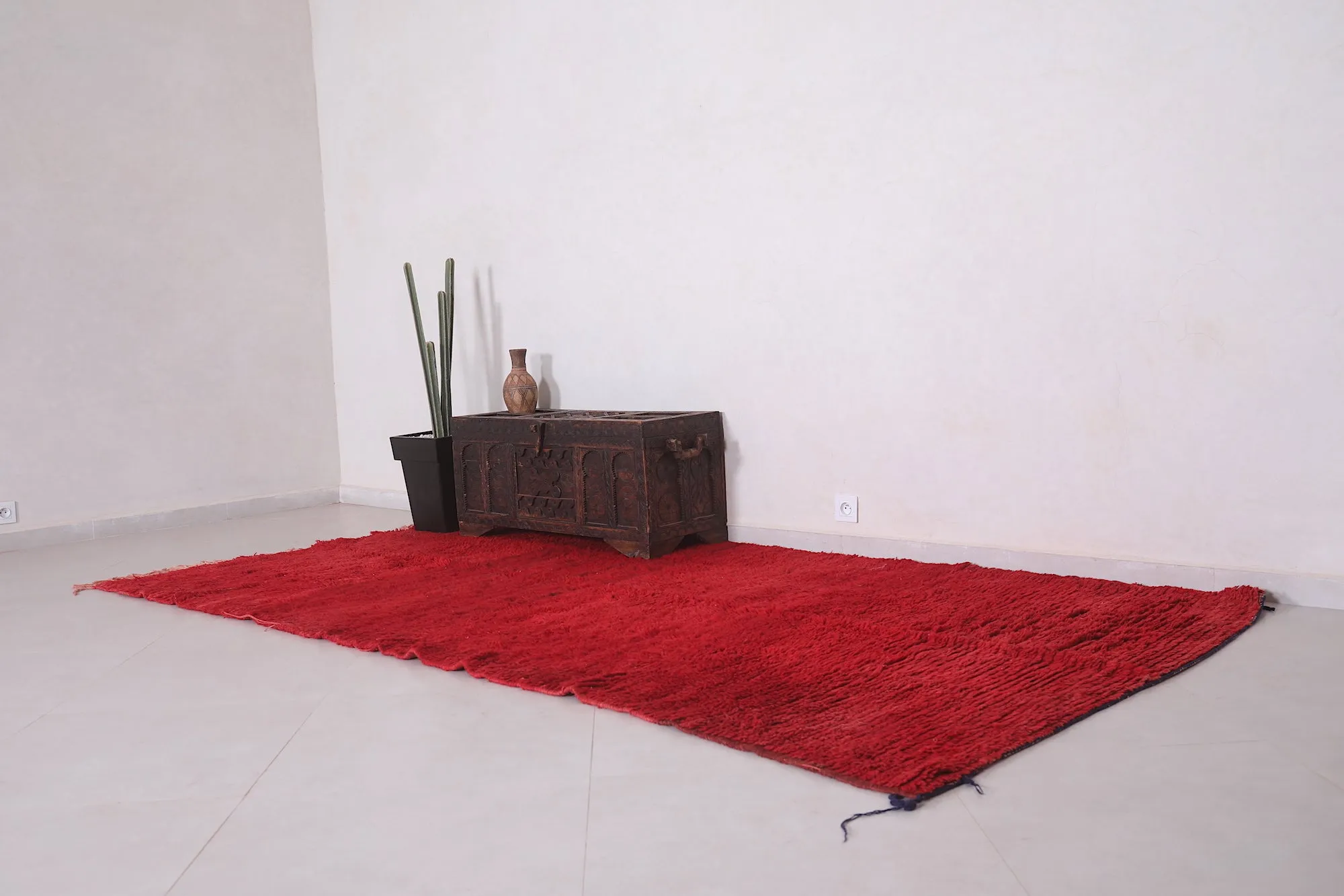 Large Moroccan Red Rug - 5.3 x 10.6 Feet