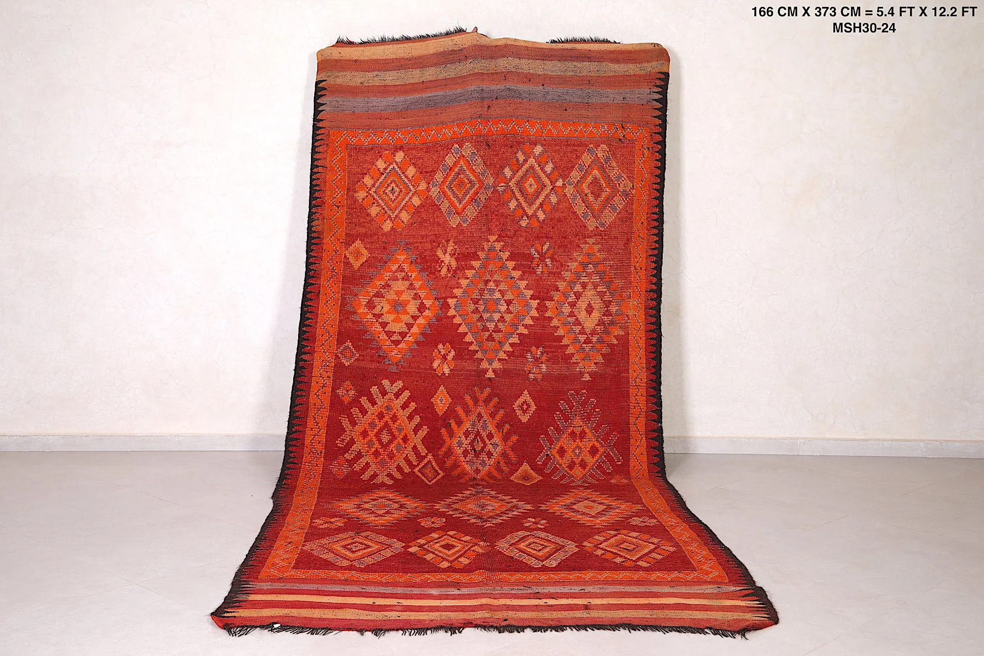 Large Vintage Moroccan Rug 5.4 x 12.2 FT - Handwoven Bohemian Charm