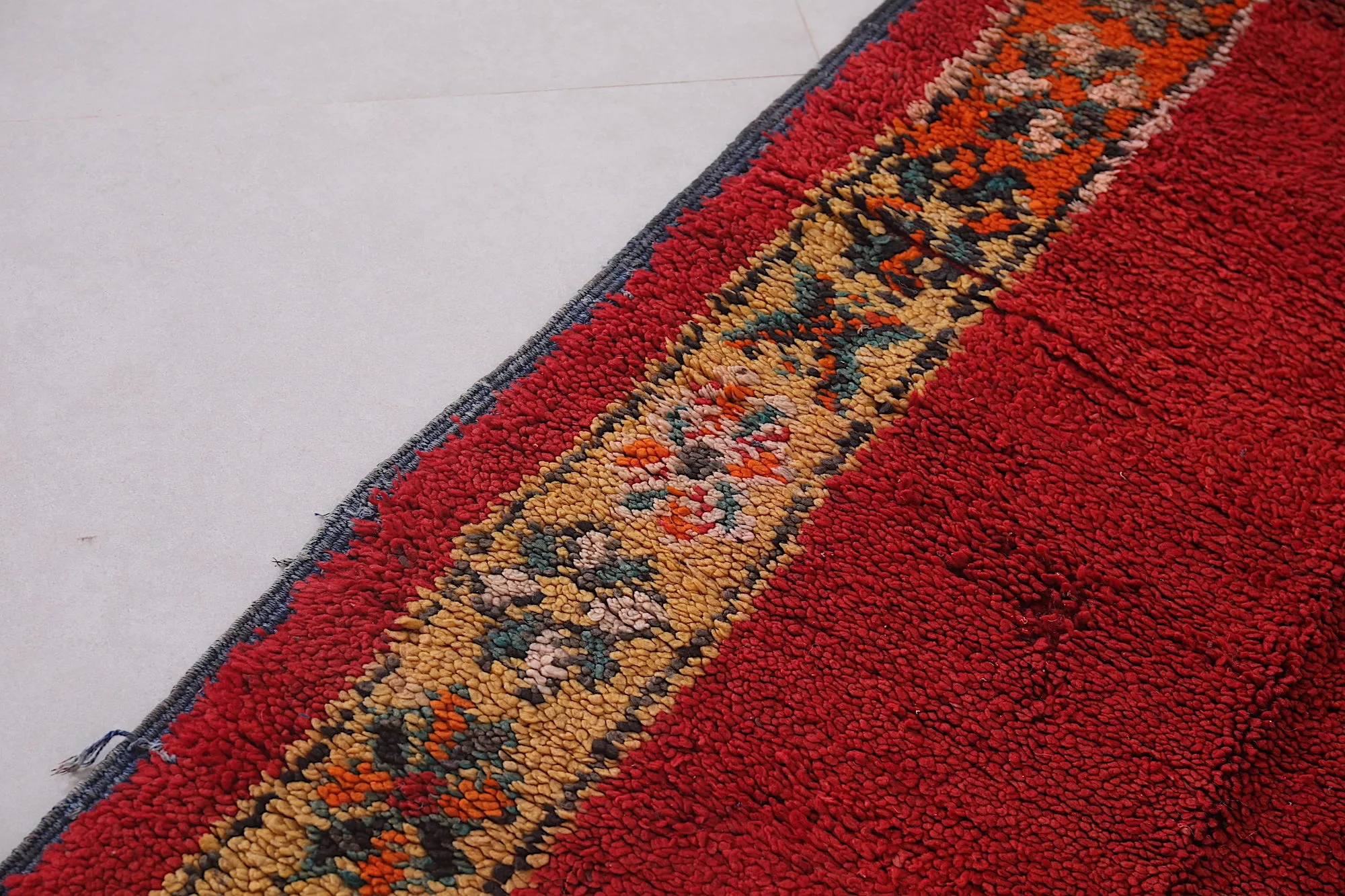 Long Handmade Moroccan Rug – 3 x 7.2 Feet | Vintage Berber Red Rug