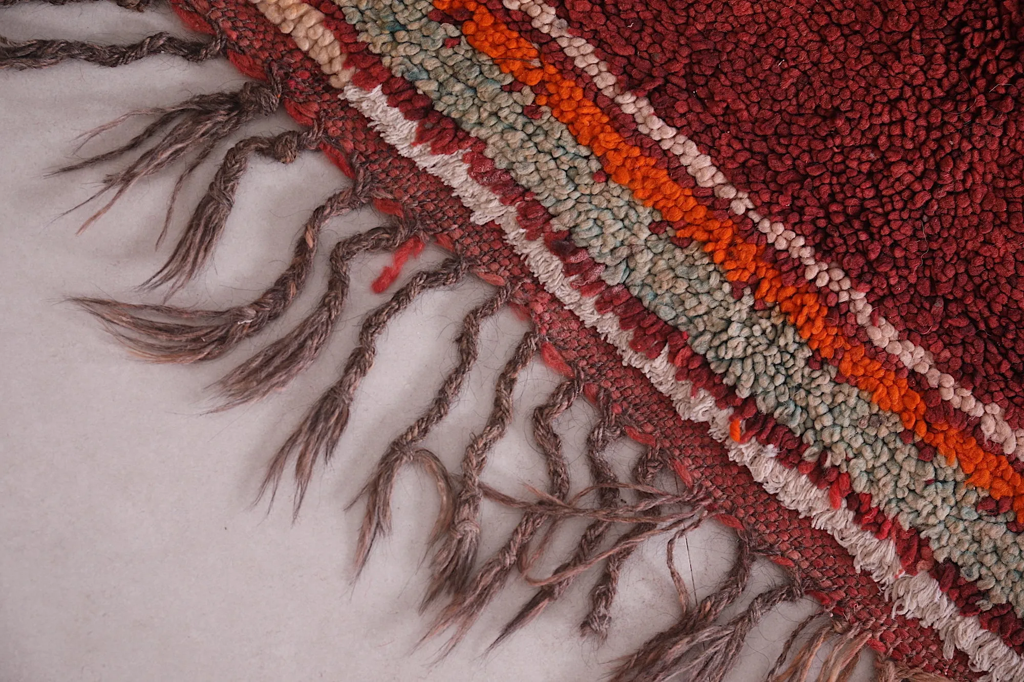 Long Handmade Moroccan Rug – 3 x 7.2 Feet | Vintage Berber Red Rug