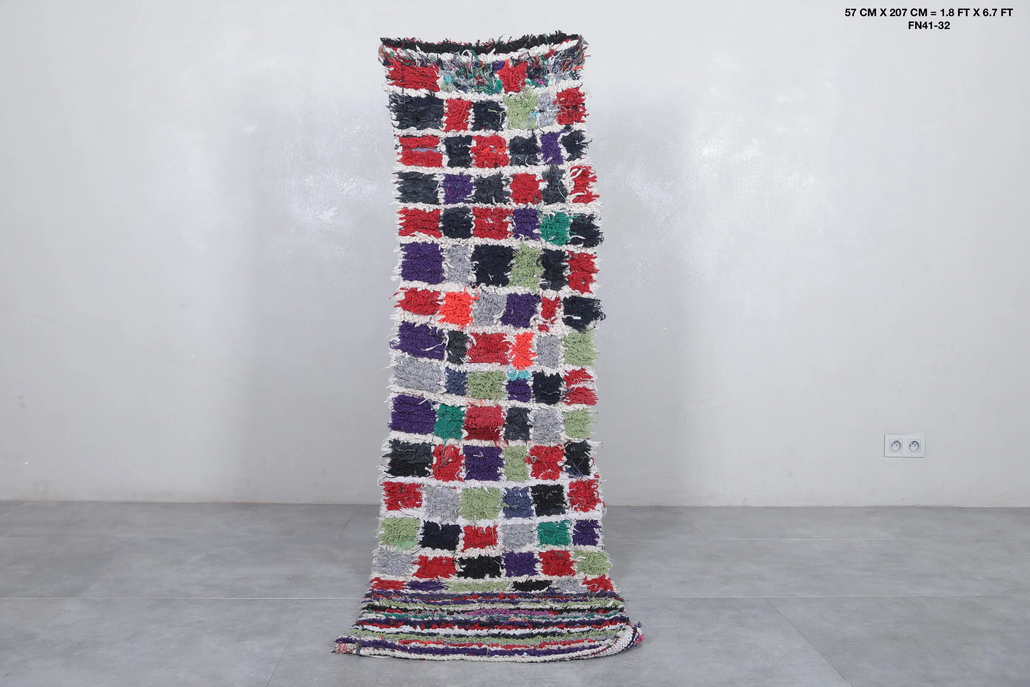 Long Vintage Runner Rug 1.8 x 6.7 Feet - Vibrant Berber Design