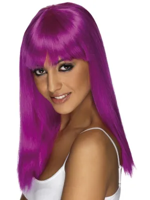 Long with Fringe Wig Neon Purple