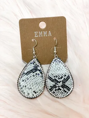 Love You More Snakeskin Earrings - Grey