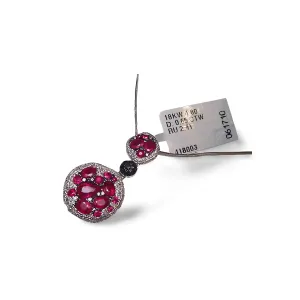 Magnificent Estate 18K White Gold Ruby Black Diamond Pendant Necklace