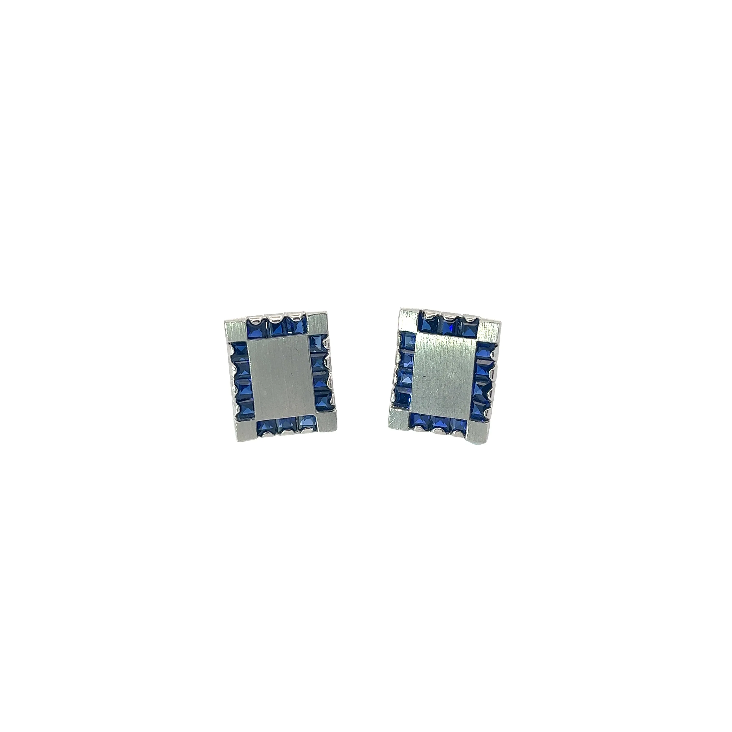Men Palladium Sapphire Cufflinks