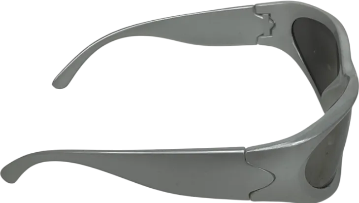 Metallic Wrap Around Vintage Oval Sunglasses One Size