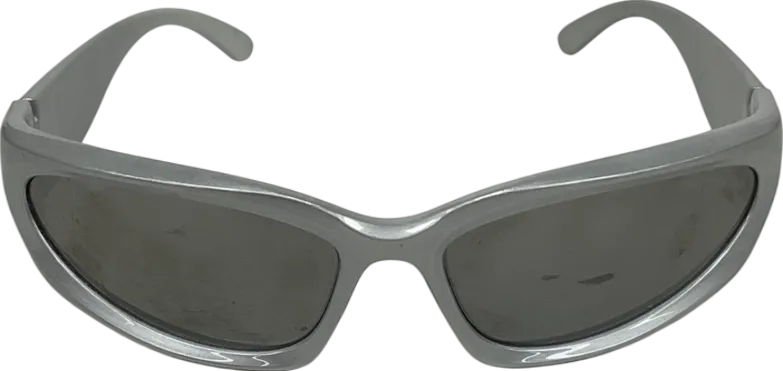Metallic Wrap Around Vintage Oval Sunglasses One Size
