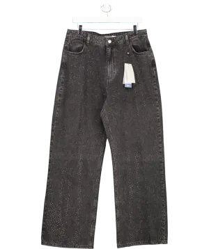 Mint Velvet Black Diamante Wide Leg Jeans UK 16