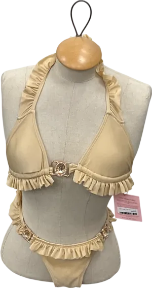 Moda Minx Metallic Gold Diamanté Jewel Bikini UK XS