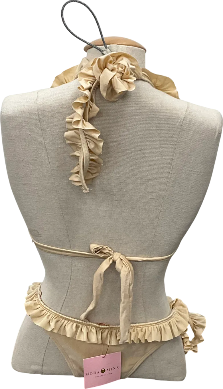 Moda Minx Metallic Gold Diamanté Jewel Bikini UK XS