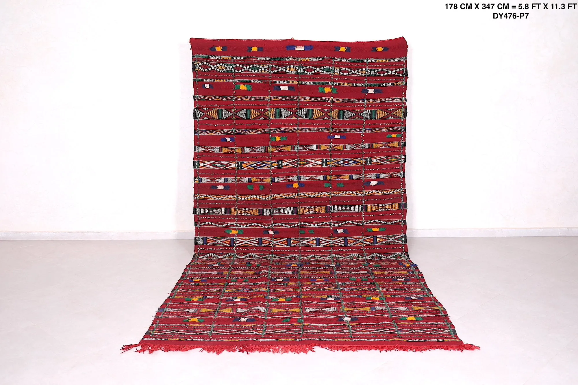 Moroccan Area Rug - Berber Kilim Design - 5.8x11.3 ft