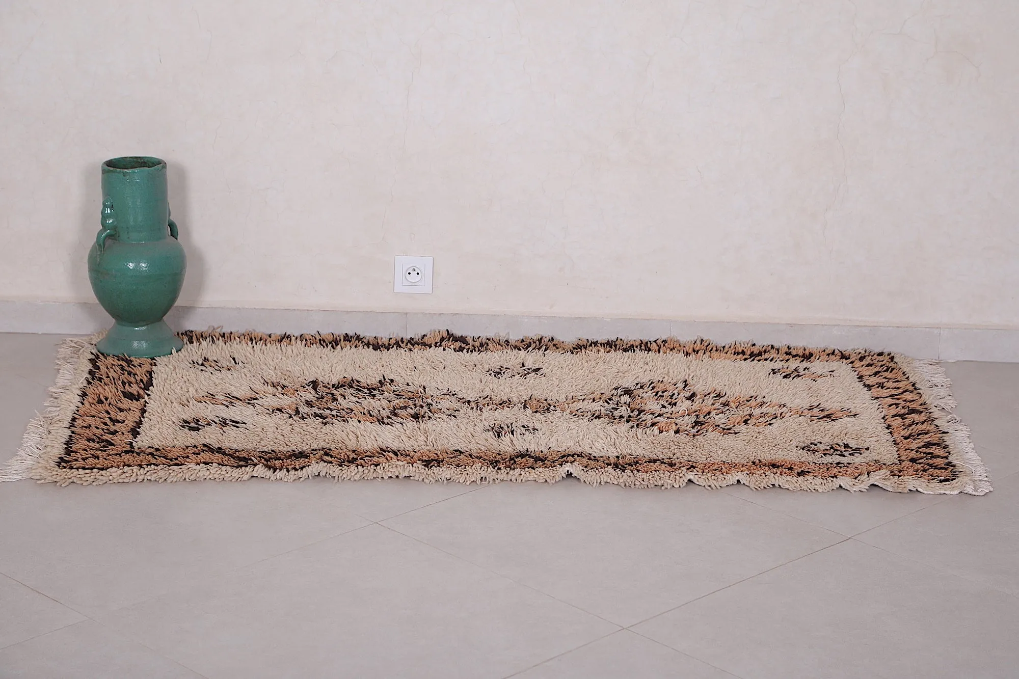 Moroccan Beni Ourain Carpet – 5.6 x 2.9 ft Vintage Wool Rug