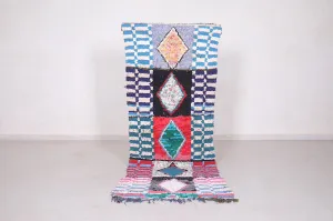 Moroccan Boucherouite Rug - Handwoven Geometric Design | 2.7 x 7.6 Ft