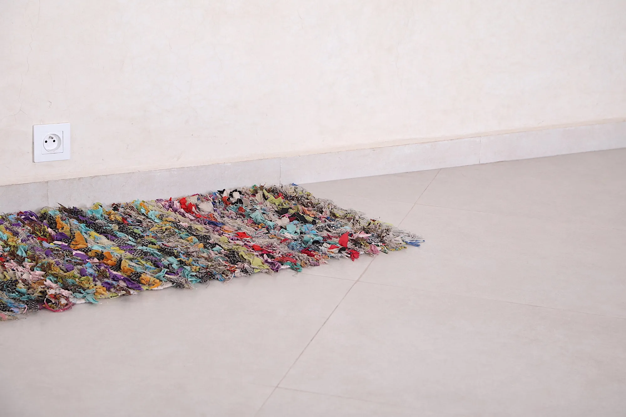 Moroccan Boucherouite Runner Rug - 1.6x4.5 ft | Handwoven Striped Design