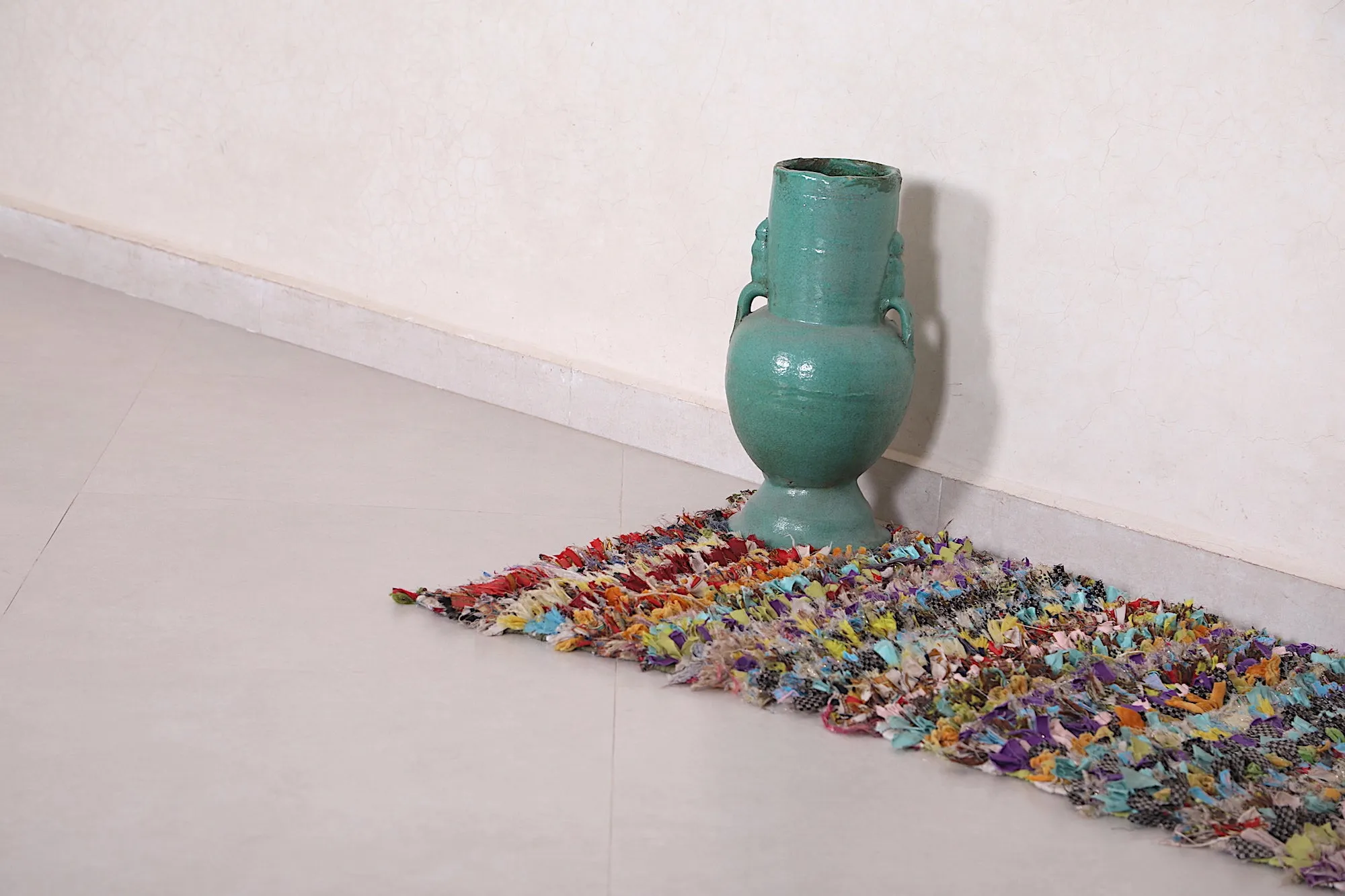 Moroccan Boucherouite Runner Rug - 1.6x4.5 ft | Handwoven Striped Design