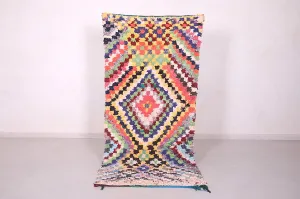 Moroccan Boucherouite Runner Rug - Vibrant Handwoven Art | 3.2 x 7.2 Ft