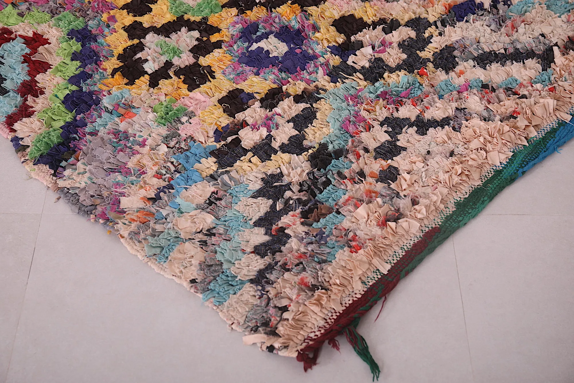 Moroccan Boucherouite Runner Rug - Vibrant Handwoven Art | 3.2 x 7.2 Ft
