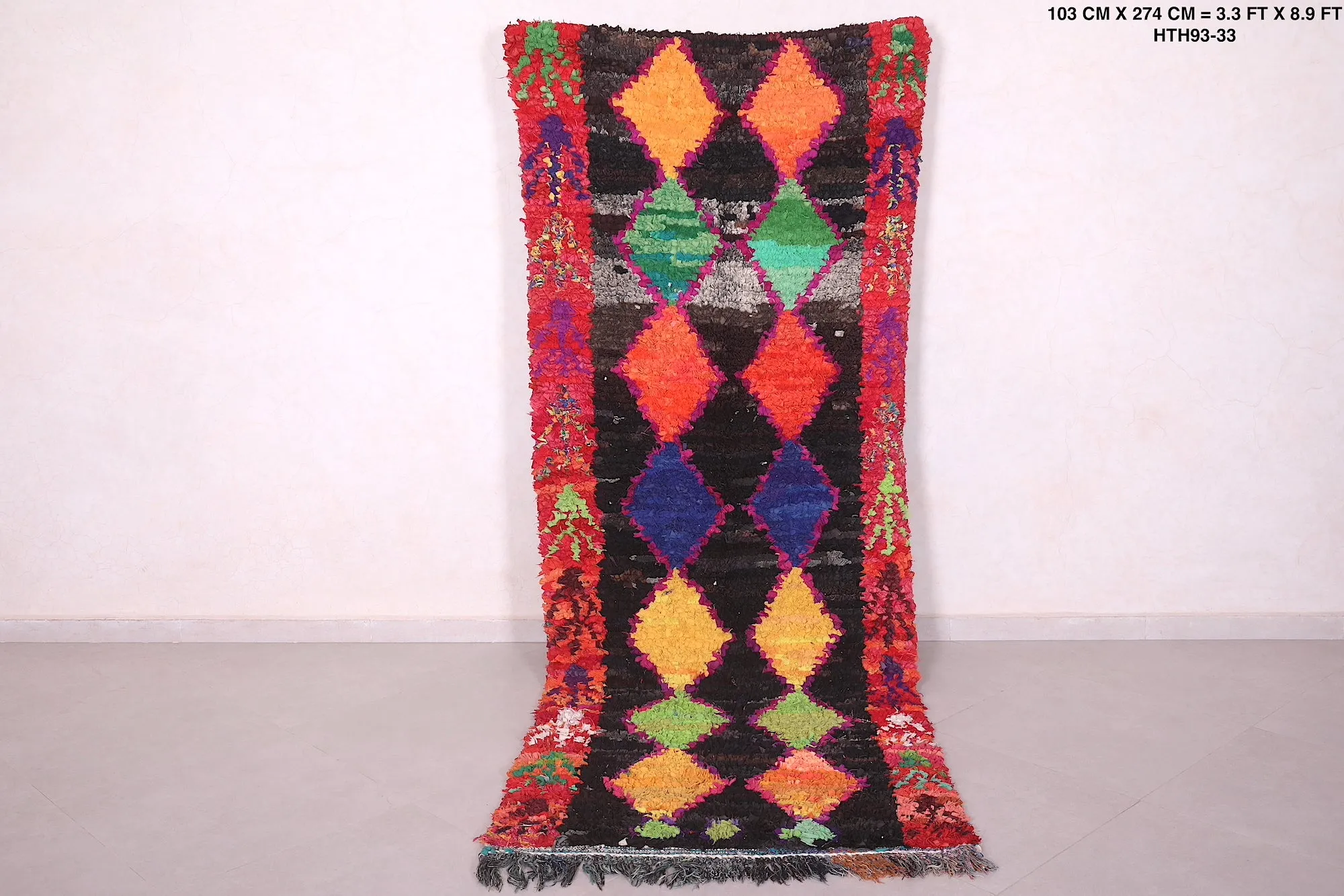 Moroccan Hallway Rug – Handwoven 3.3 X 8.9 Feet | Vibrant Boho Decor
