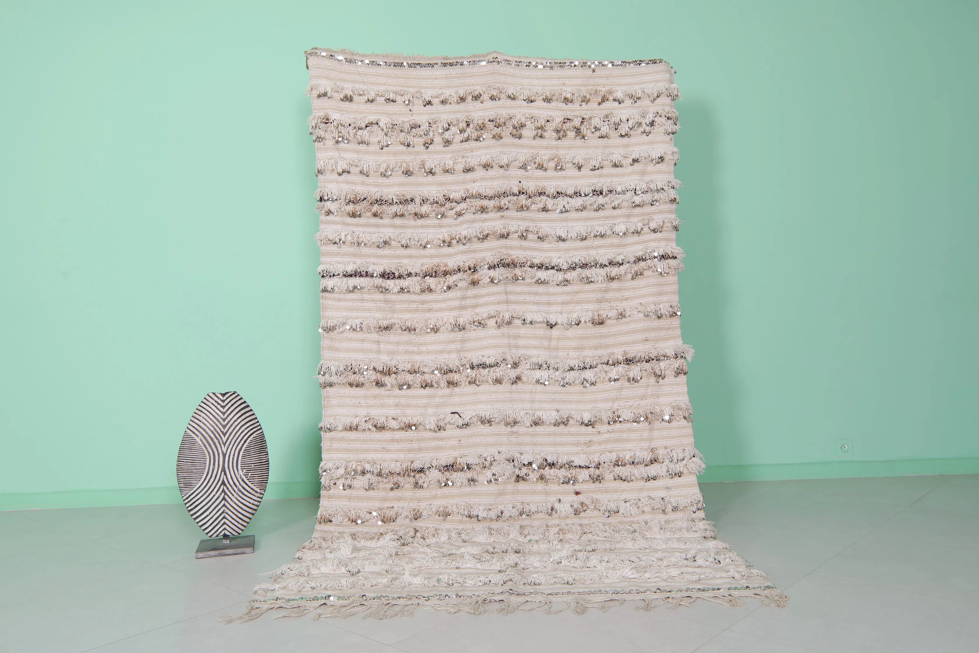 Moroccan Handmade Berber Wedding Blanket - 5 FT X 8.9 FT