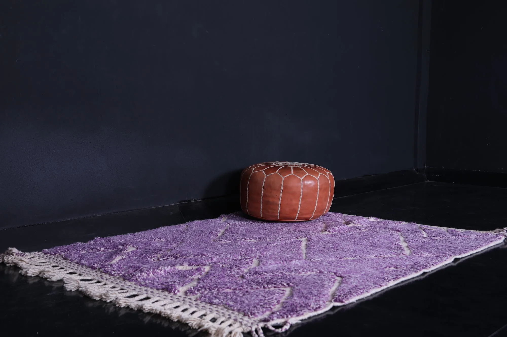 Moroccan Purple Rug 4.8 x 6.2 FT - Unique Diamond Pattern