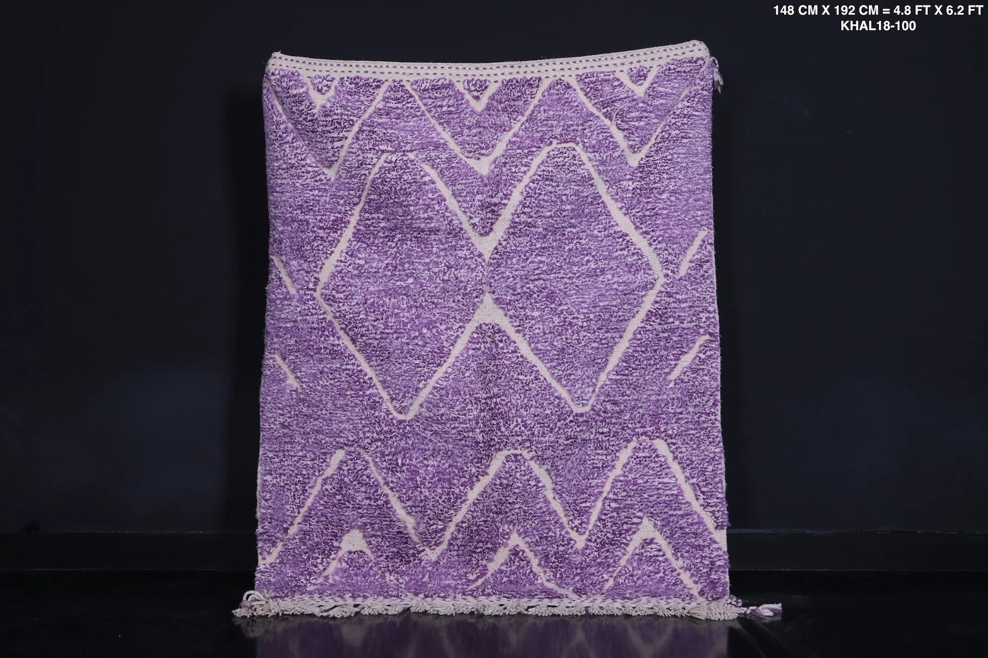 Moroccan Purple Rug 4.8 x 6.2 FT - Unique Diamond Pattern