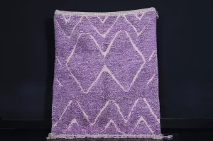 Moroccan Purple Rug 4.8 x 6.2 FT - Unique Diamond Pattern