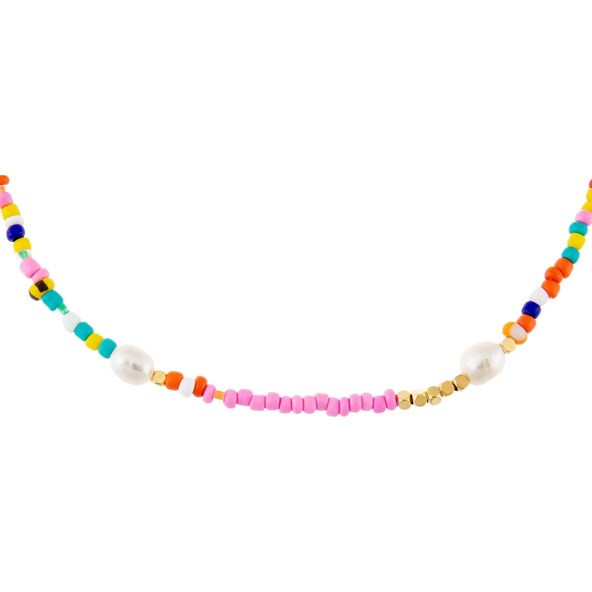 Multi Color Beaded X Pearl Choker