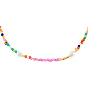 Multi Color Beaded X Pearl Choker
